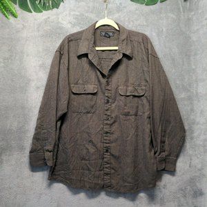 🍑New Step Men Shirt Winter Button-Up Pocket Casual Gray XL China